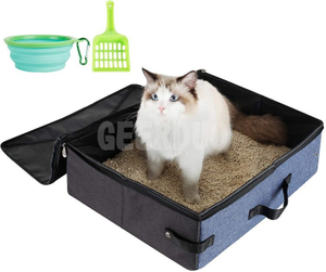 Caja de arena para gatos de viaje plegable portátil con tapa y asa estándar GRDGL-1