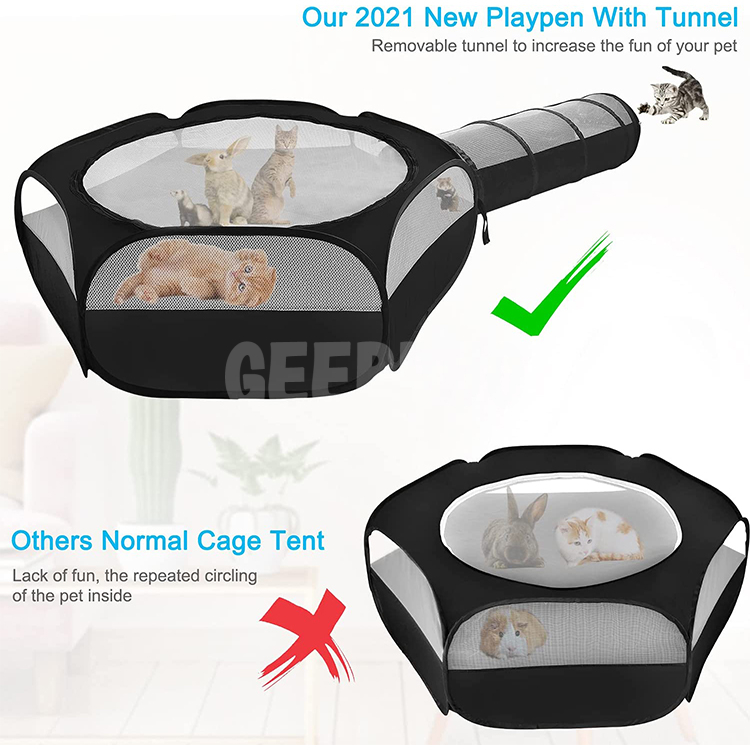 Productos para mascotas Corral de ejercicio de metal plegable y corralito para mascotas con túnel GRDCP-10