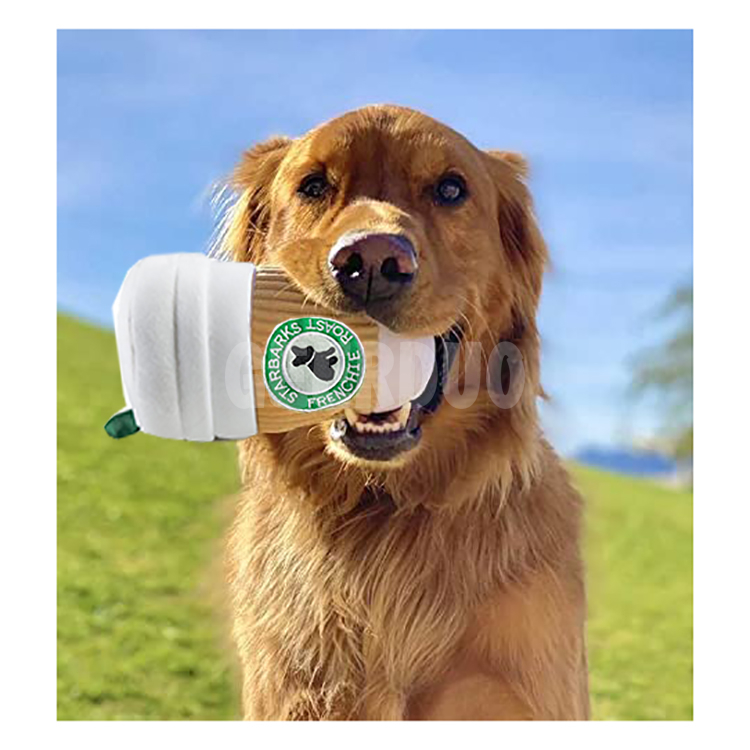 Juguete masticable para perros de peluche con sonido de taza de café GRDTD-5