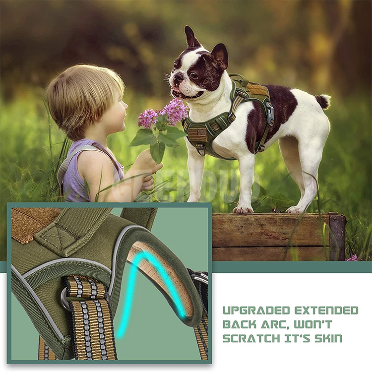 Arnés táctico para perros al aire libre Fit Smart Reflective Pet Walking Harness GRDHH-17