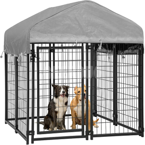 Cubierta de jaula para perros de doble puerta con cubierta impermeable de protección UV y techo GRDCO-5