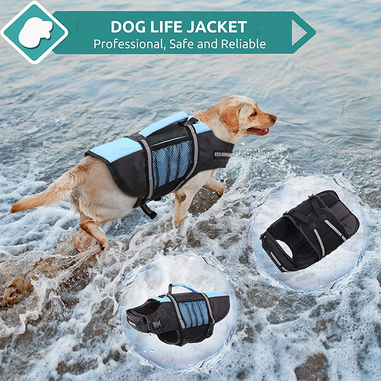 Chaleco salvavidas para mascotas, salvavidas ajustable para perros con alta flotabilidad y asa de rescate GRDAJ-8