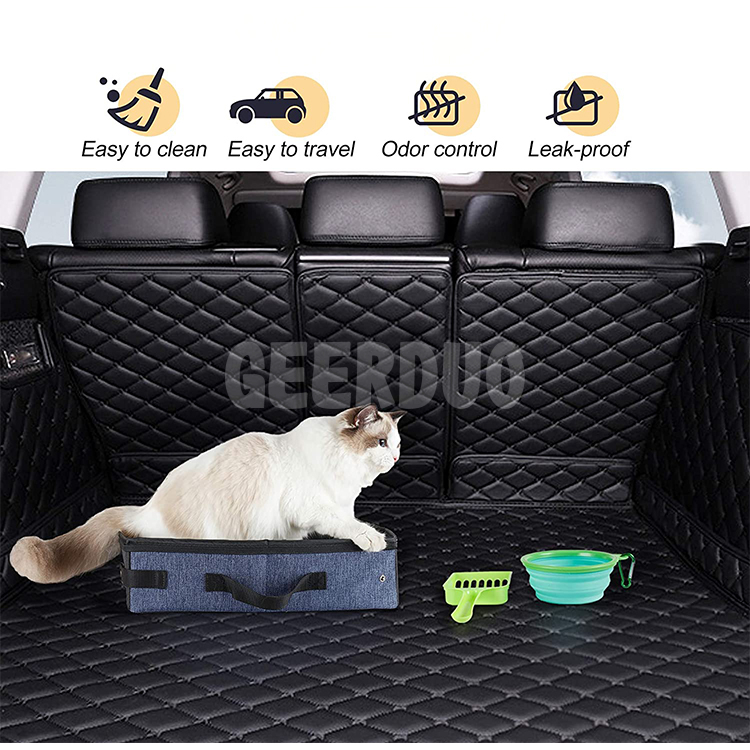 Caja de arena para gatos de viaje plegable portátil con tapa y asa estándar GRDGL-6